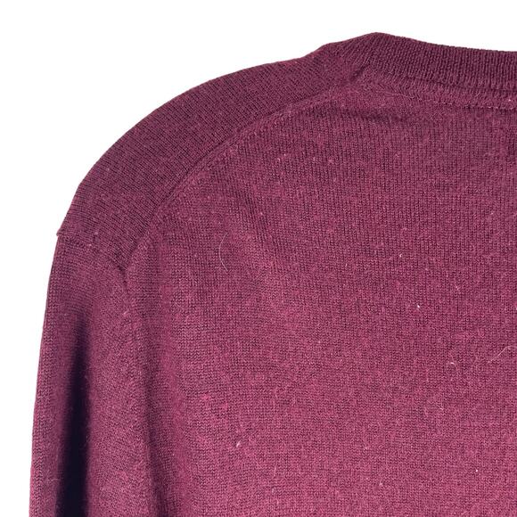 Club Room Merino Wool Blend V Neck Long Sleeve Sweater Burgundy Size M - Picture 6 of 8